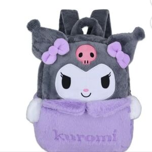 Kuromi Anime Cartoon Cute Plush Purple Gray White Pink NWOT Sanrio Soft Backpack